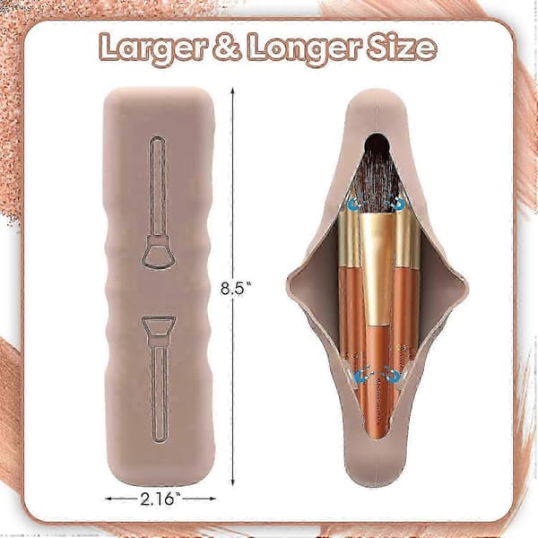 3 stk. silikone makeupbørsteetui sort, pink, khaki QD 5 5