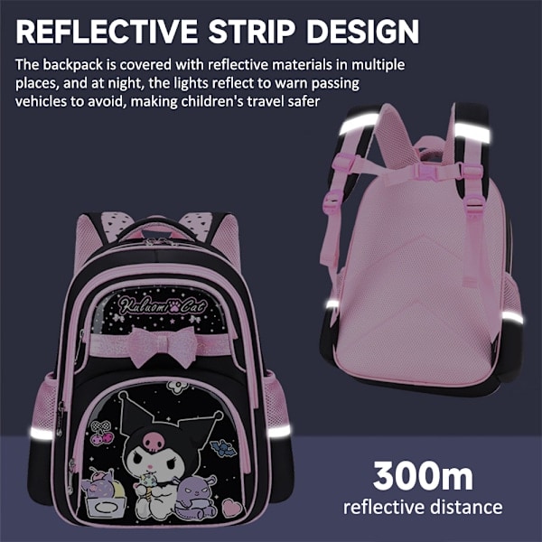 Sanrio Tegneserie Trykt Rygsæk Casual Rygsæk Poster Letvægts Stor Kapacitet Rejse Laptop Rygsæk Kuromi Kuromi L