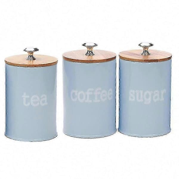 3-pack lufttäta köksbehållare för matförvaring, kaffe, socker, mjöl Blue