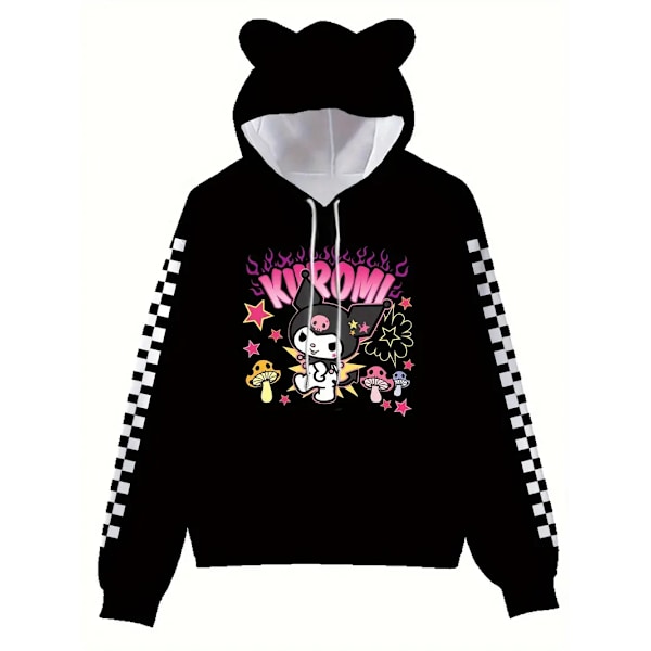 Hoodies Tegnefilm Casual Strikket Trøje med Lommer, Voksen Langærmet Hoodies, Velegnet til Gaver og Samlinger D black S