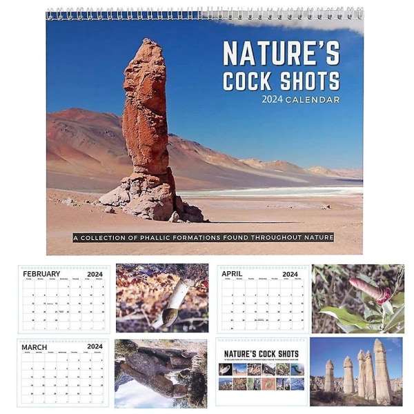 2024 Nature's Cock Shots Kalender Morsom kalender, vits Present, hjemmekontor Vegghengende kalender prankgaver