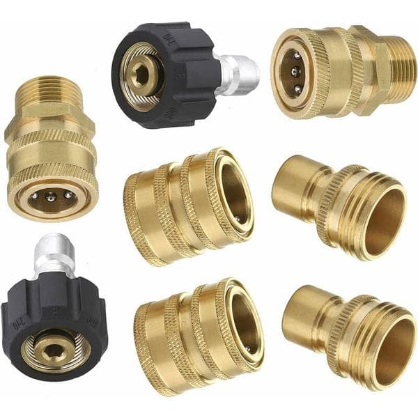 8 Delars Högtryckstvätt Adapter Kit M22 Roterande 3/8 Snabbkoppling, 3/4 Snabbkoppling-BDD