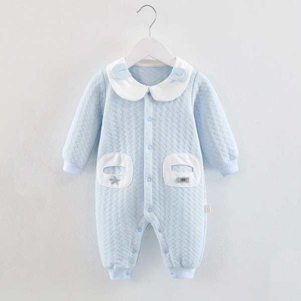 Nyfødt baby dreng tøj bomuldssæt gentleman dragt behagelig baby jumpsuit blød nyfødt romper nyfødt bodysuit 0-18 måneder Blue 3M