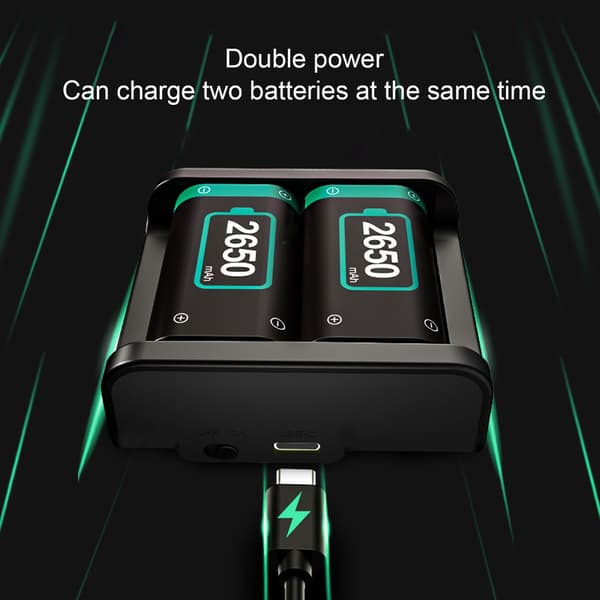 Oppladbare batteripakker for Xbox Series X/S 2650mAh Hurtiglading LED-indikator Kontrollerbatteri