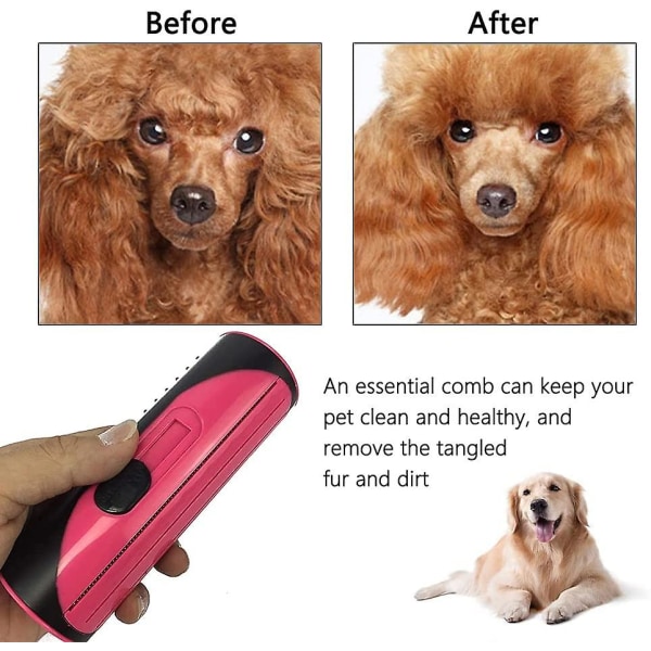 Husdjursvårdsborste, hårborttagningskam tar upp djurhår, 3 i 1 hundhårborste för hund, katt, kläder Red