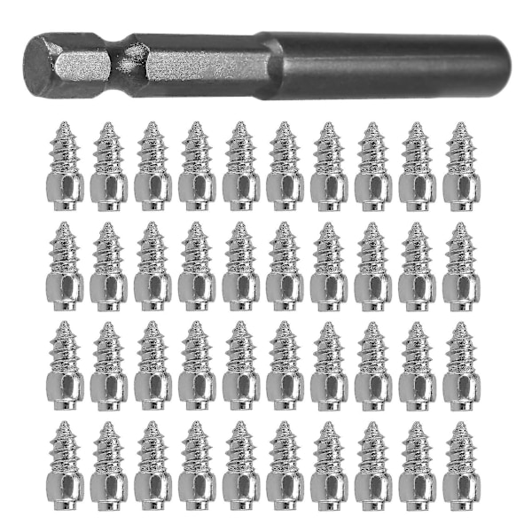 100 stk Spiker 9mm + 1 stk Borhylse, Bil SUV ATV Antislipp Spiker Dekk Hjul Snø T