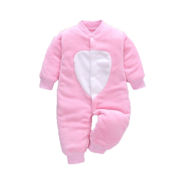 Nyfødt babyklærsett myk babyjentejakke guttejumpsuit flanell baby romper baby jumpsuit klær 0-18 måneder Pink-Lovely 9M