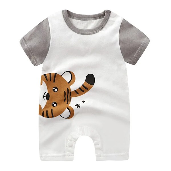 Nyfödda Baby Rompers Kortärmad Cartoon Bomulls Jumpsuit för Pojke Flicka 30 6 meses