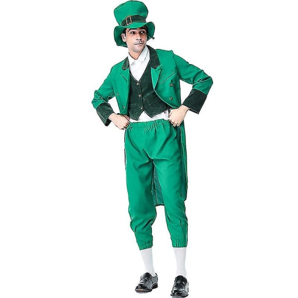 St. Patrick Costume Green Leprechauns Cosplay Karnevalskostyme For voksne Barn Høy kvalitet Adult M