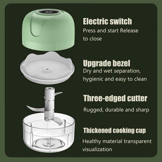 Cordless Electric Onion Chopper & Mini Chopper - 250ml Kitchen Chopper for Vegetables, Garlic & Herbs - USB Rechargeable - Compact Chopper White