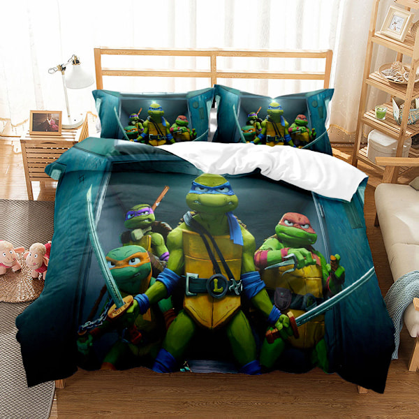 Ninja Turtles Cartoon 3D-tryckt Sängkläder Set med Tre Delar 220*240