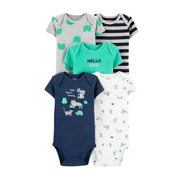 Barnkläder sommar nyfödd kortärmad triangel romper krypande kläder femdelad baby overall -24 månader 24Months