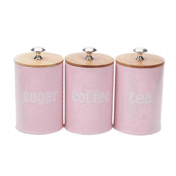 3-pack lufttäta köksbehållare för matförvaring, kaffe, socker, mjöl Pink