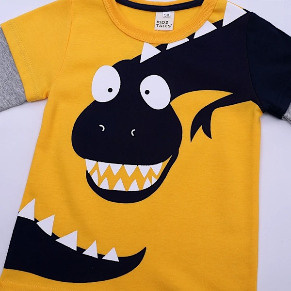 2023 Forår Efterår Børnetøj Rundhals T-shirt Baby Tegneserie Dinosaur Trøje Toddler Langærmet Base Shirt 2 5-6T