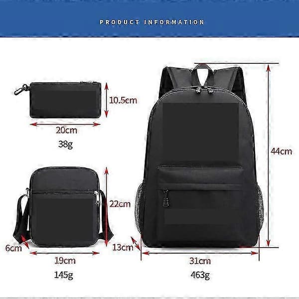 Batman Skoletaske Rygsæk Penalhus Skuldertaske Tre-delt Sæt Blue pattern