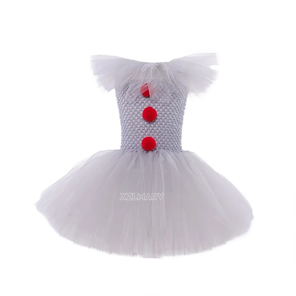 Grå Joker-dräkt för flickor Halloween Tutu-klänning Läskig clown Karnevalfest Cosplay-kläder Tulle Maskeraddräkt för barn 2-12 år Azulón S (2-3Y)