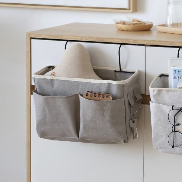 1 pc (grey) bed pocket, waterproof canvas bed shelf organizer