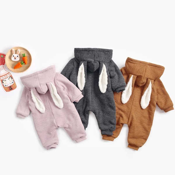 Sanlutoz - Kaninhettejakke Vinter Baby Søt Antrekk Tykk Baby Tegneserie Jumpsuit BRW8179-BN 6-12M