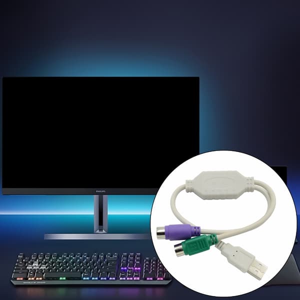 USB til 2x PS2-omformeradapter splitterkabel for PS2-tastatur og -mus null - 1pc 0.04