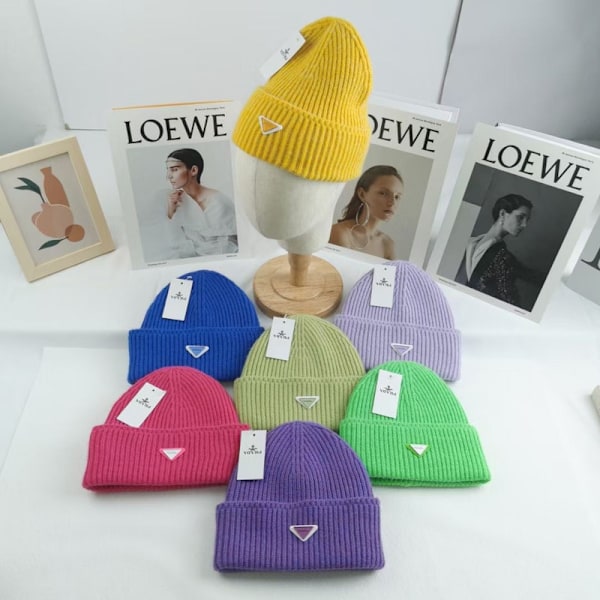 Lämmin talvinen neulottu pipo Syksy ja talvi pipo Käänteinen kolmio Muotimerkki Rento Korvanlämmittimet Unisex Vaalean violetti Light purple M
