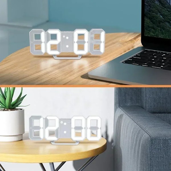 Köp produkter Klocka 3D LED Digital Väggklocka Tid/datum/temperatur För Hem/kök/kontor Klockor Dekor Trädgård