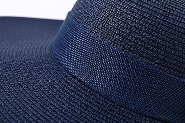 Dam Vikbar Floppy Bredbrättad Solhatt Halmhatt Sommar Strandhatt UV UPF 50+ Navy
