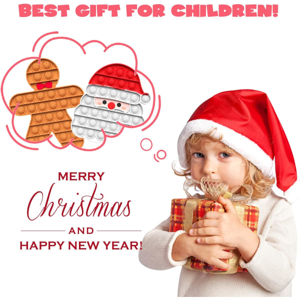 2 pakke julelekesett - julenisse og pepperkakemann, julekveldsboks Festveske Strømpefyll for barn Gaver til gutter Jenter Baby Xmas