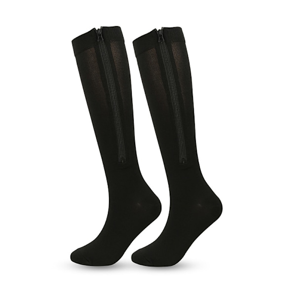 Kompressionsstrømper med lynlås til mænd og kvinder - sort black L  XL