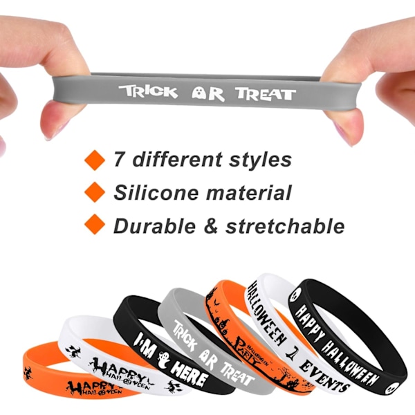 49 st Halloween-gummiband 7 klassiska silikonarmband för Halloween-festtillbehör