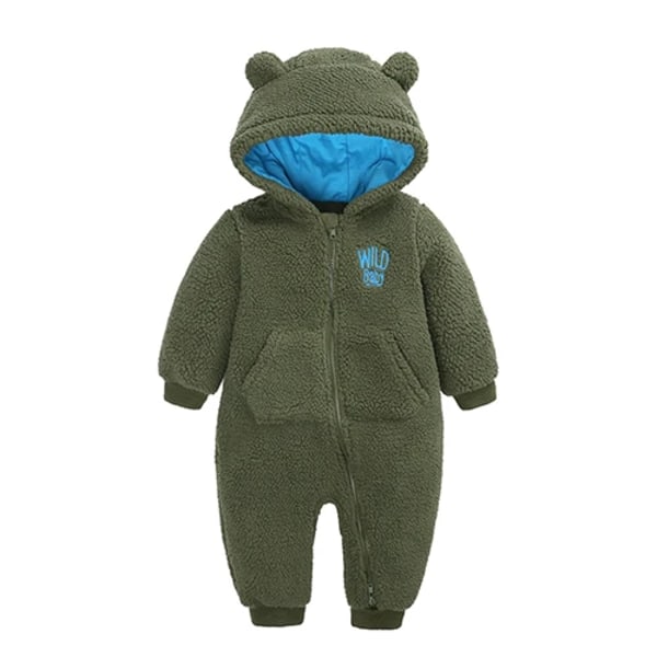 Babykläder för pojkar och flickor, huvtröja, tjock bomulls-polarfleece, dragkedja, jumpsuit, nyfödd, spädbarn, 3-18 månader 1 EU: 3-6m