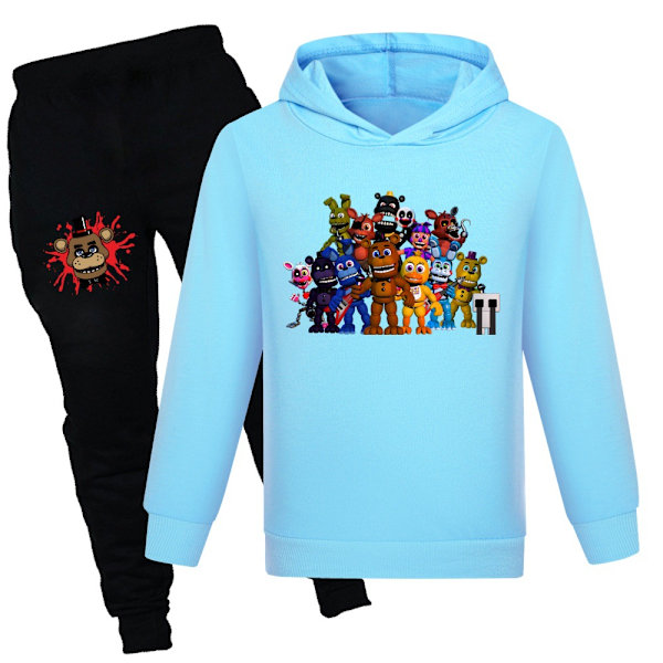 2 stk. Børne Tracksuit med Store Ærmer i Bomuld - Sød Tegneserie Outfit - Casual Gamer Grafisk Hoodie Sweatsuit E 160CM