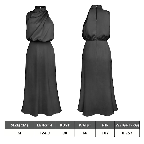 Elegante Sommerbryllupskjole til Kvinder - Ærmeløs Halter Satin Lang Aftenkjole rosa XL