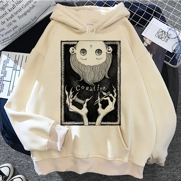 Coraline Hoodies för Kvinnor Roliga Grafisk Sweatshirt Långärmad Huvtröja 65152 M