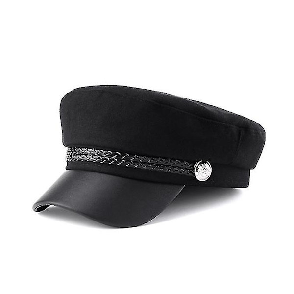 Chaufför Top Cap Svart Basker Förare Kostymhatt Maskerad Oktagonala Hattar