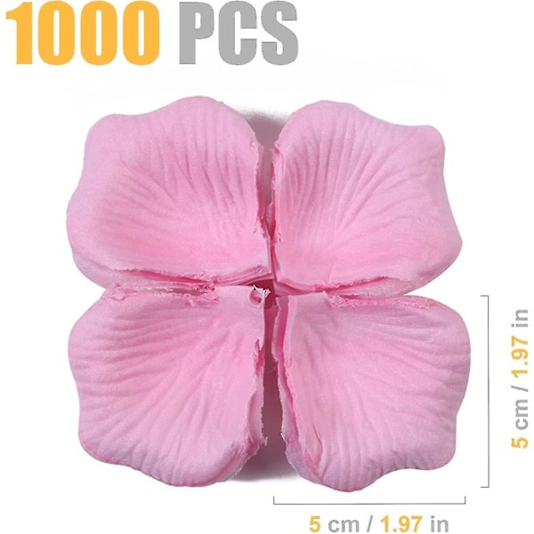 1000 stk Silke Kunstige Roseblader Til Bryllup Blomsterfest Romantisk Nattelykt Rosa Bd