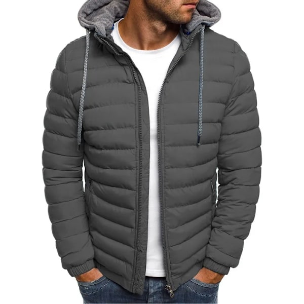 Mænds løs bomuldsjakke, tykkere bomuldsfrakke Grey 2XL