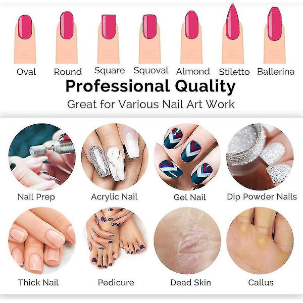 Nagelborr Set Dc-7 Volframkarbid Diamant Keramisk Akryl Nagelborr 7st Ta Bort Akrylnaglar Gel Polish Poly Extension Nagel Gel Borr Bi
