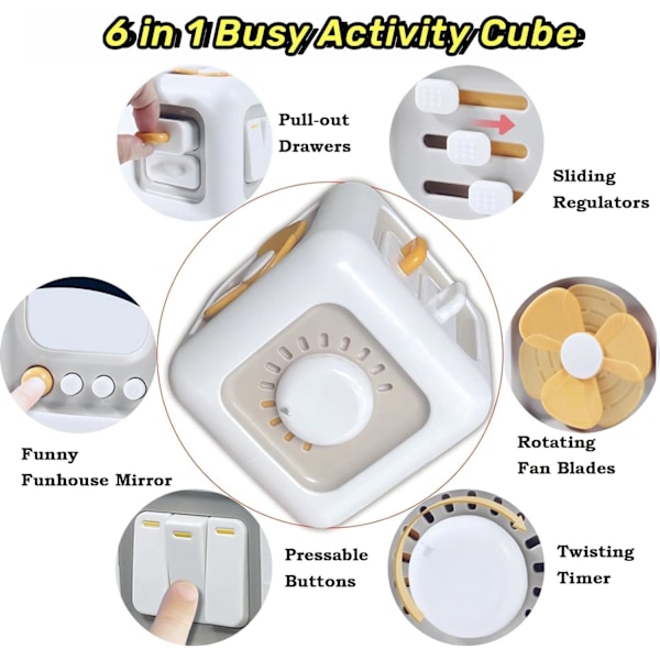 Montessori Busy Cube för småbarn 1 år, Busy Cube Sensorisk Aktivitetsbräda Bil Reseaktiviteter Finmotorisk Leksak