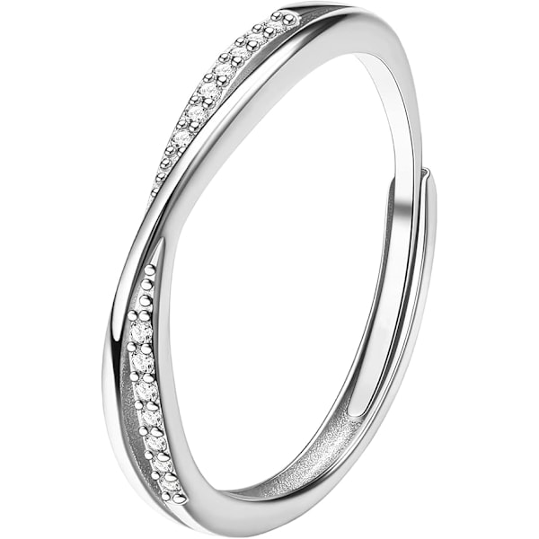 Justerbare ringer i sterling sølv for kvinner, krysslinjering, Mobius temperament diamant ring, avansert sensorisk ring mote personlig ring (sølvfarget)