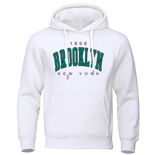 Brooklyn 1898 Print Mænds Hoodie, Rundhals Trøje, New York Print, Plus Size, Mode Mænds Tøj Black L