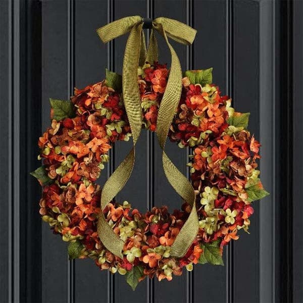 Hanging Autumn Decorations Hydrangea Wreath Decoration for Party Garden