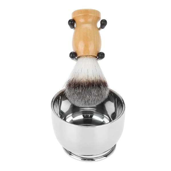 Skæg, barbering, sæt, rustfrit stål, skål, stativ, børste