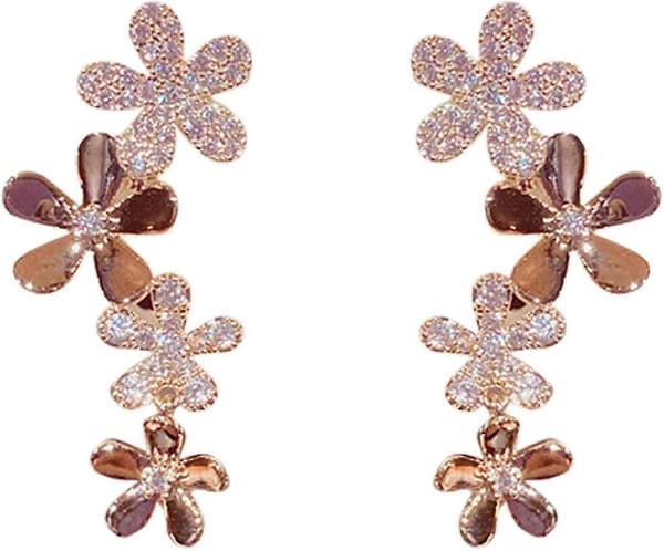 Delikate bøyleøreringer Blomster Dingle Statement Øredobber Blomsterlappeteppe Øredobber Boho Dråpeøreringer Statement Stud Øredobber for kvinner Jenter Bursdagsgave