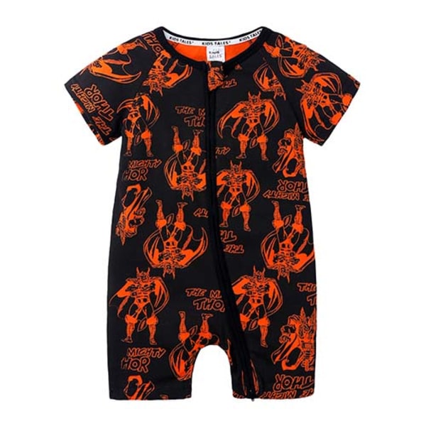 2023 Ny Sommerdreng og -pige Tøj Korte Ærmer Trykt Dobbelt-Lynlås Krybende Jumpsuit 1 EU: 3-6m