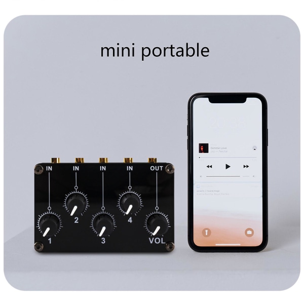Stereo minimikser 4-kanals mini lydmikser Audio Stereo passiv mikser