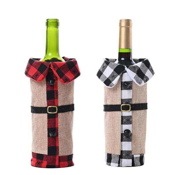 2 st Vinflaskkläder, Julvinflaskkläder, Rött Vin