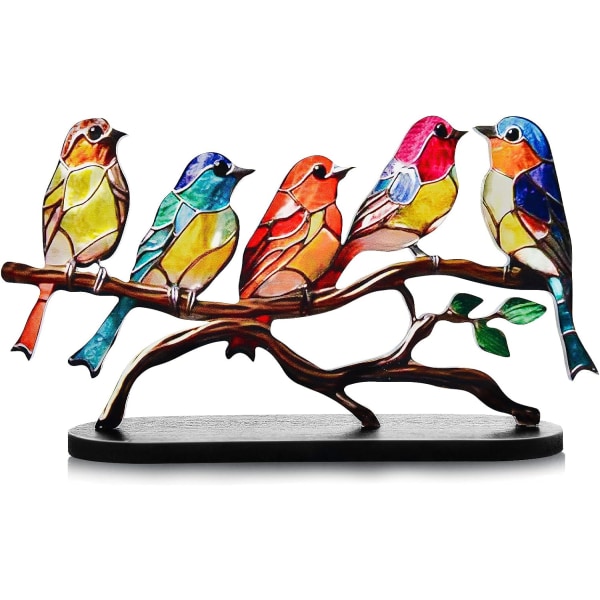 Färgglada fåglar prydnad, akryl fåglar statyett dekorativa prydnadsföremål, heminredning gåva modern stil