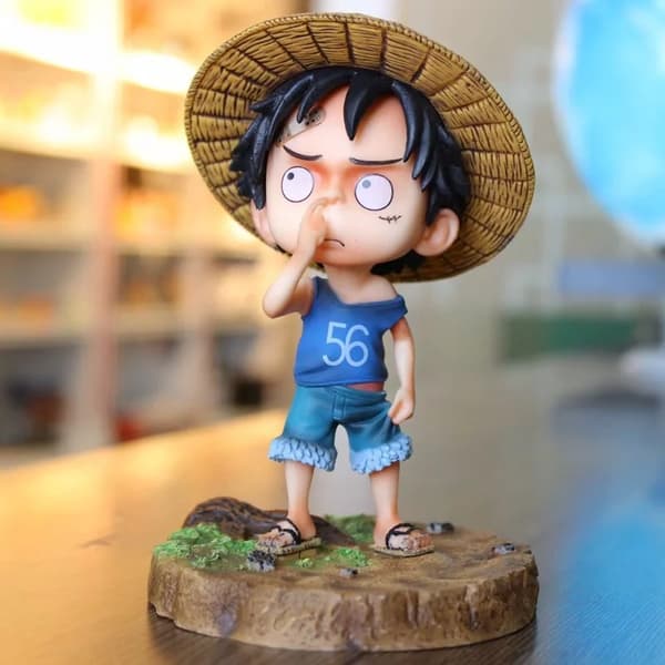 Anime Q Version Monkey D. Luffy 15cm Tecknad Monkey D. Luffy PVC Figur Skrivbords Action Figur Samlarobjekt