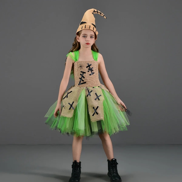 Frankenstein Monster Halloween-kostyme for barn - Skrekk-djevel Cosplay-jenteklær - Fantasifull karnevalfest Tutu-kjole for barn 1-14 S01 M 4-5Y