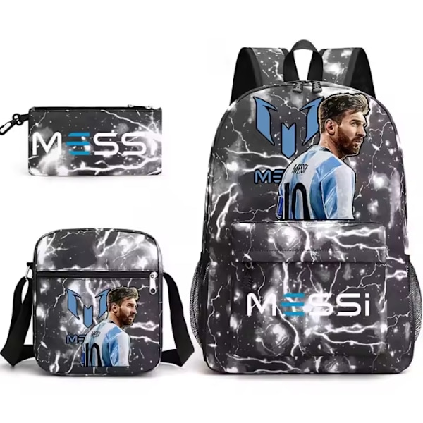 Jalkapallotähti Messi -painatusreppu, yksinkertainen kevyt reppu lukiolaisille, 3 osaa